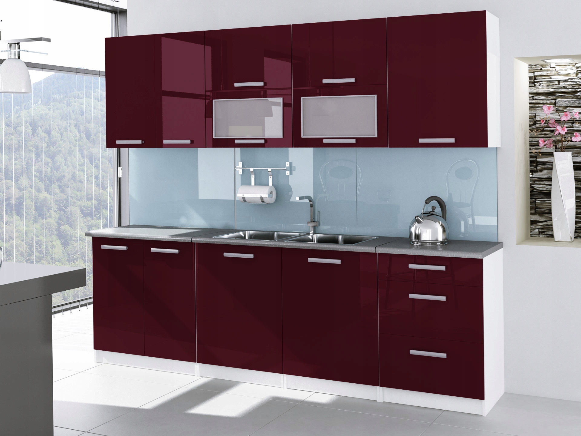 Kuchnia JM-TSS szer. 2,60m - fronty połysk mdf Liczba elementów w zestawie 8