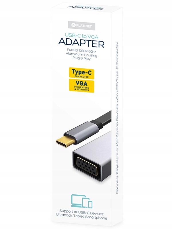 Adapter przejściówka USB-C do dSub VGA 1080P ALU Kod producenta PMMA9089