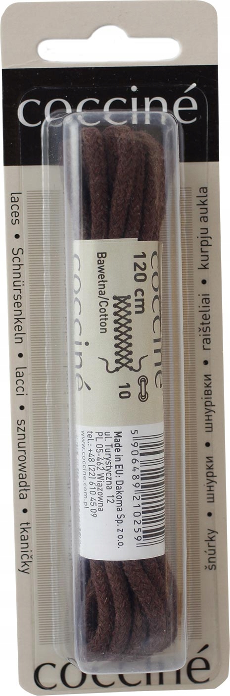 

Sznurowadła blistrowane 120cm 3mm- Brąz Coccine