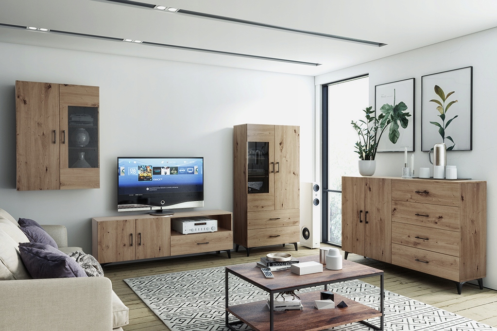 ABS-1 KOMODA ARTISAN OAK DĄB 160 4 szuflady drzwi Kolekcja SKA