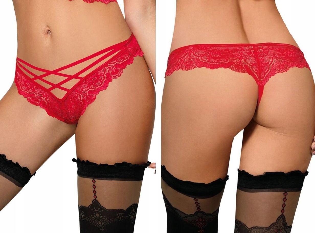 

Róża Zuza Seksowne stringi z koronki *XL* red