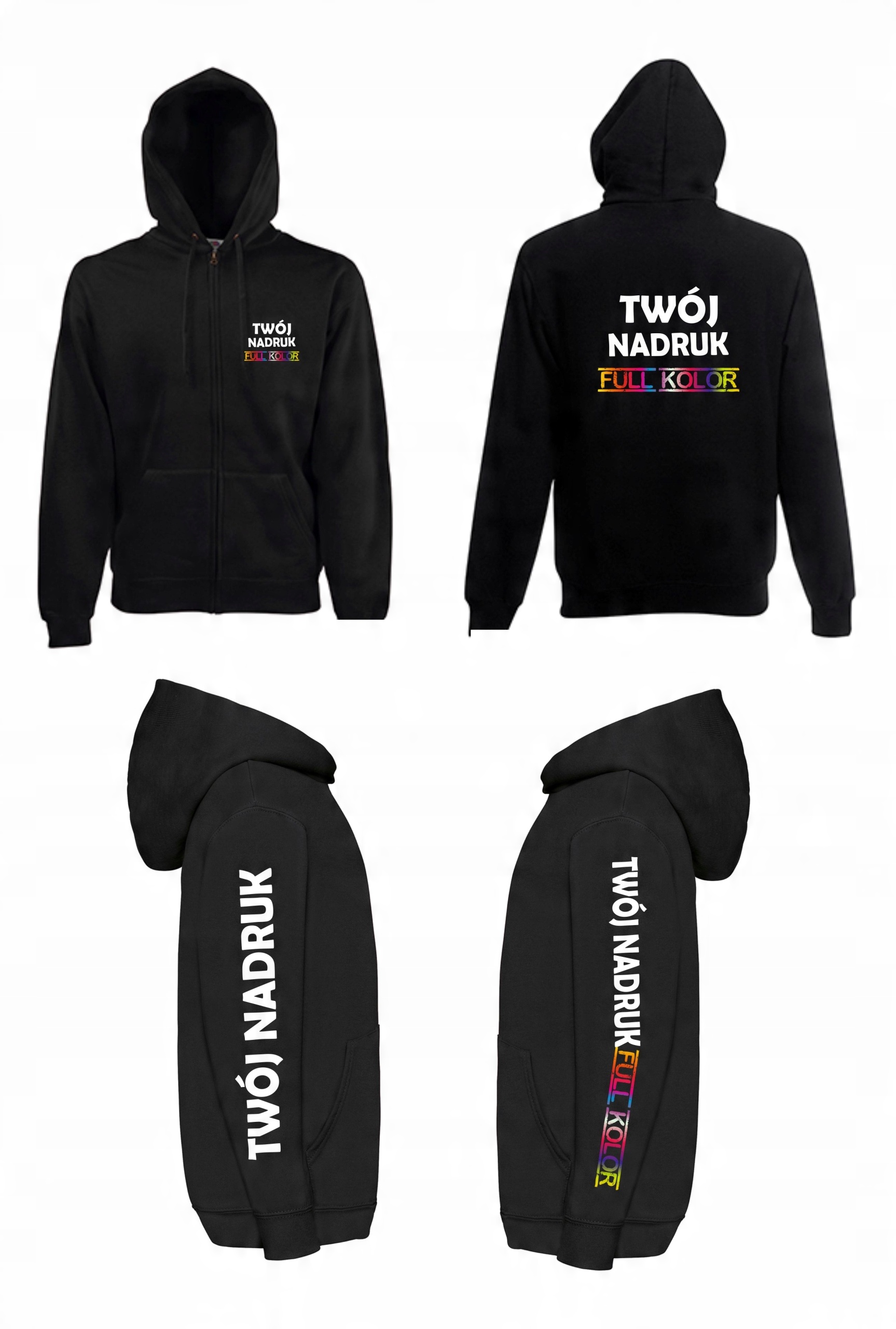 

Rozpinana bluza z kapturem z własnym logo 4nadruki