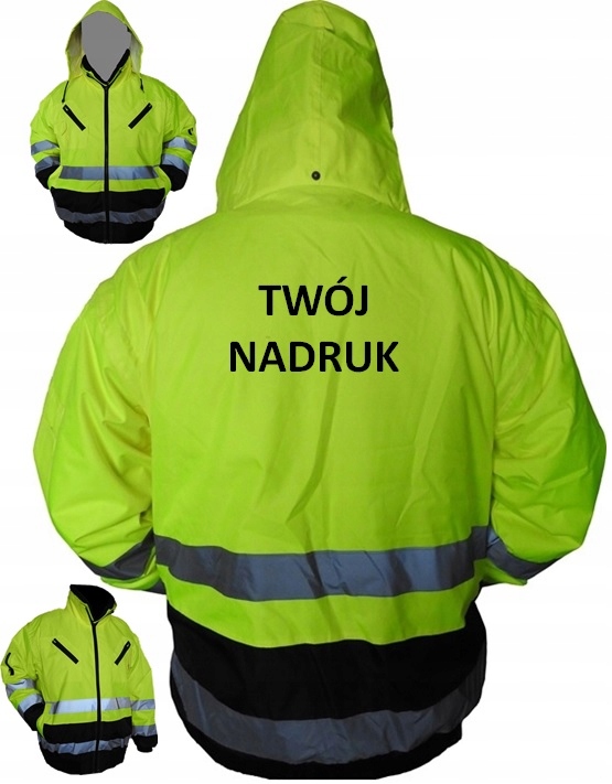 KURTKA ROBOCZA ODBLASKOWA ZIMOWA 4W1 z NADRUKIEM