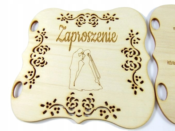 Zaproszenie Na Ślub Weselne Grawer Podwójne EXTRA Kolor dominujący brązowy