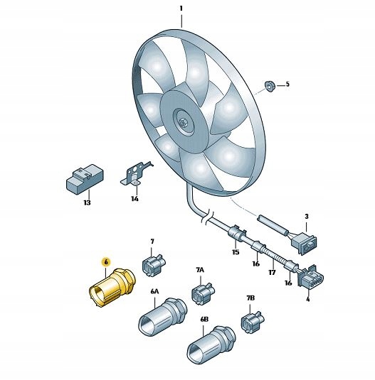 PRZEŁĄCZNIK TERMICZNY WŁĄCZNIK WENTYLATORA SKODA Jakość części (zgodnie z GVO) O - oryginał z logo producenta pojazdu (OE)