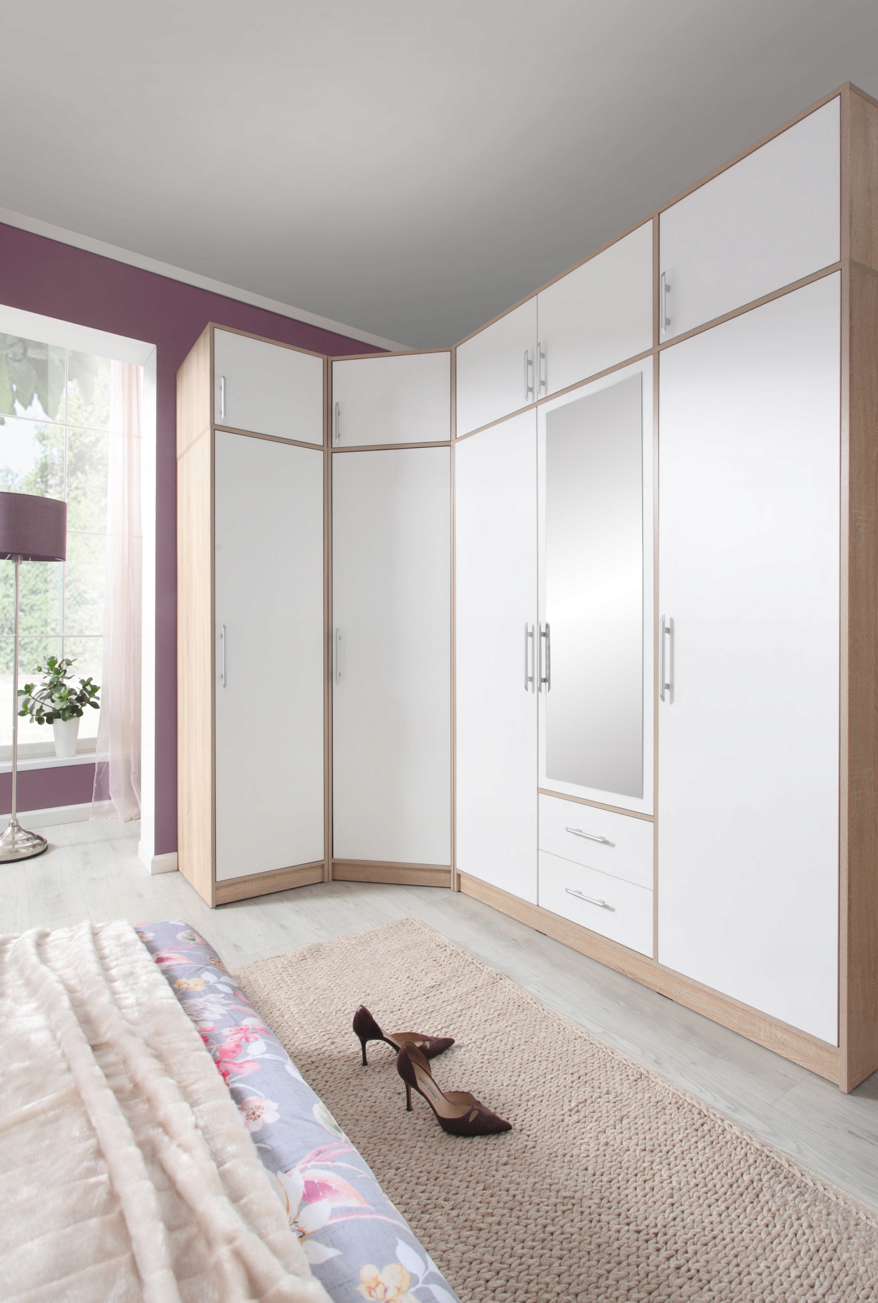 garderoba narożna SMART 2 -komplet mebli z lustrem