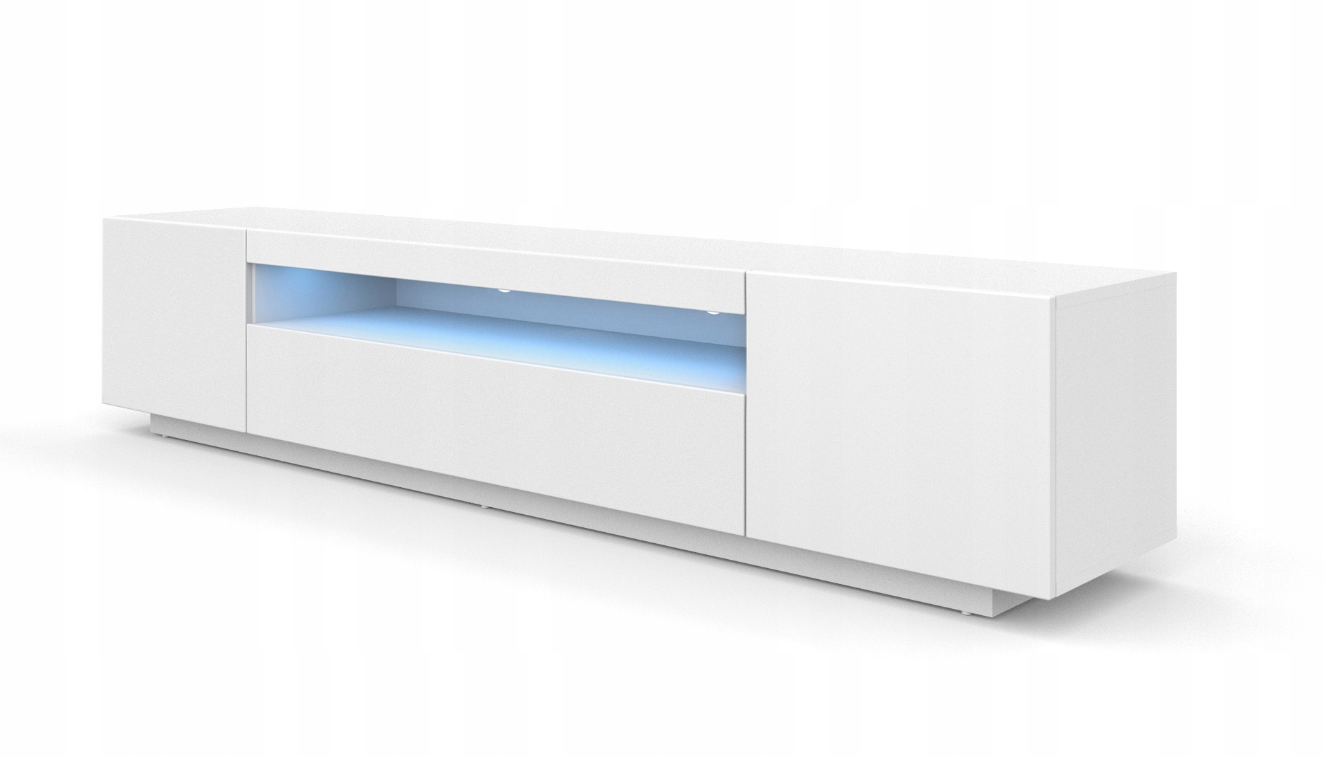 

Szafka Rtv 200 cm biały mat oświetlenie Led