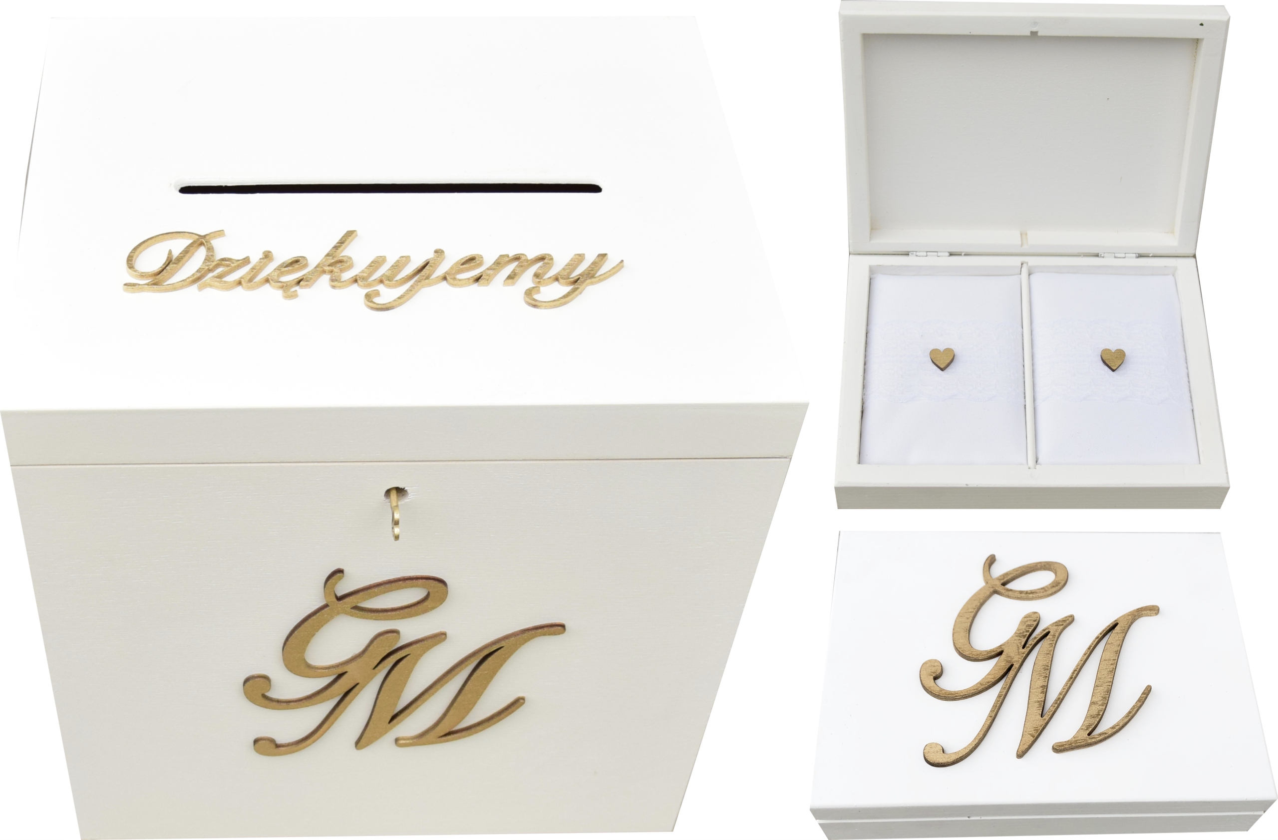 

Pudełko na obrączki + Pudełko na koperty Inicjały