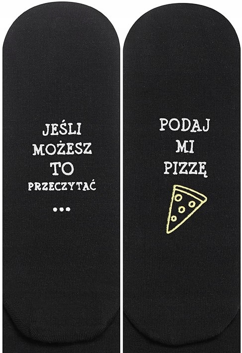 

Skarpety Soxo Śmieszne Napisem Pizza Czarne 40-45