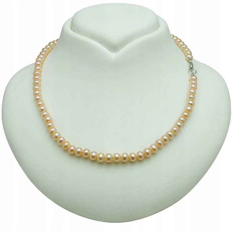 Lososový Stříbrný Náhrdelník Z Pravých Perel