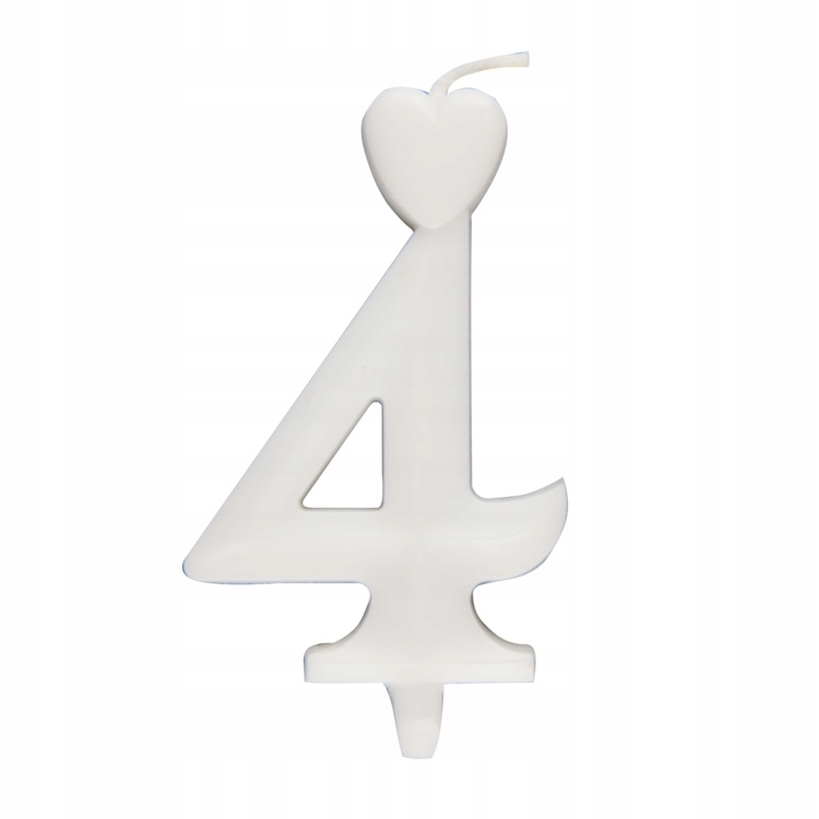 Świeczki Cyferki Na Tort Białe-Numer 4