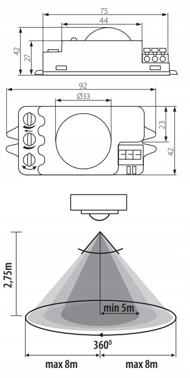 Mikrofalowy Czujnik Ruchu ROLF JQ-L 360 ST 1200VA Marka Kanlux