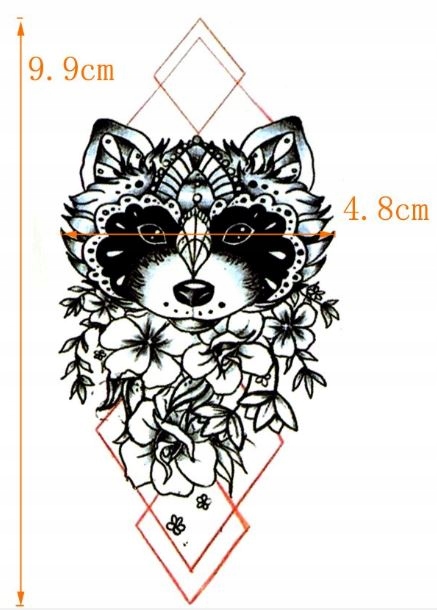 TATUAŻ Tymczasowy Geometryczny Szop z Kwiatami 121 Płeć kobieta