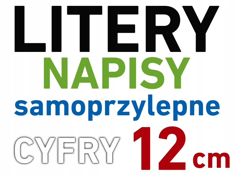 

Litery i Cyfry Samoprzylepne naklejki literki 12cm