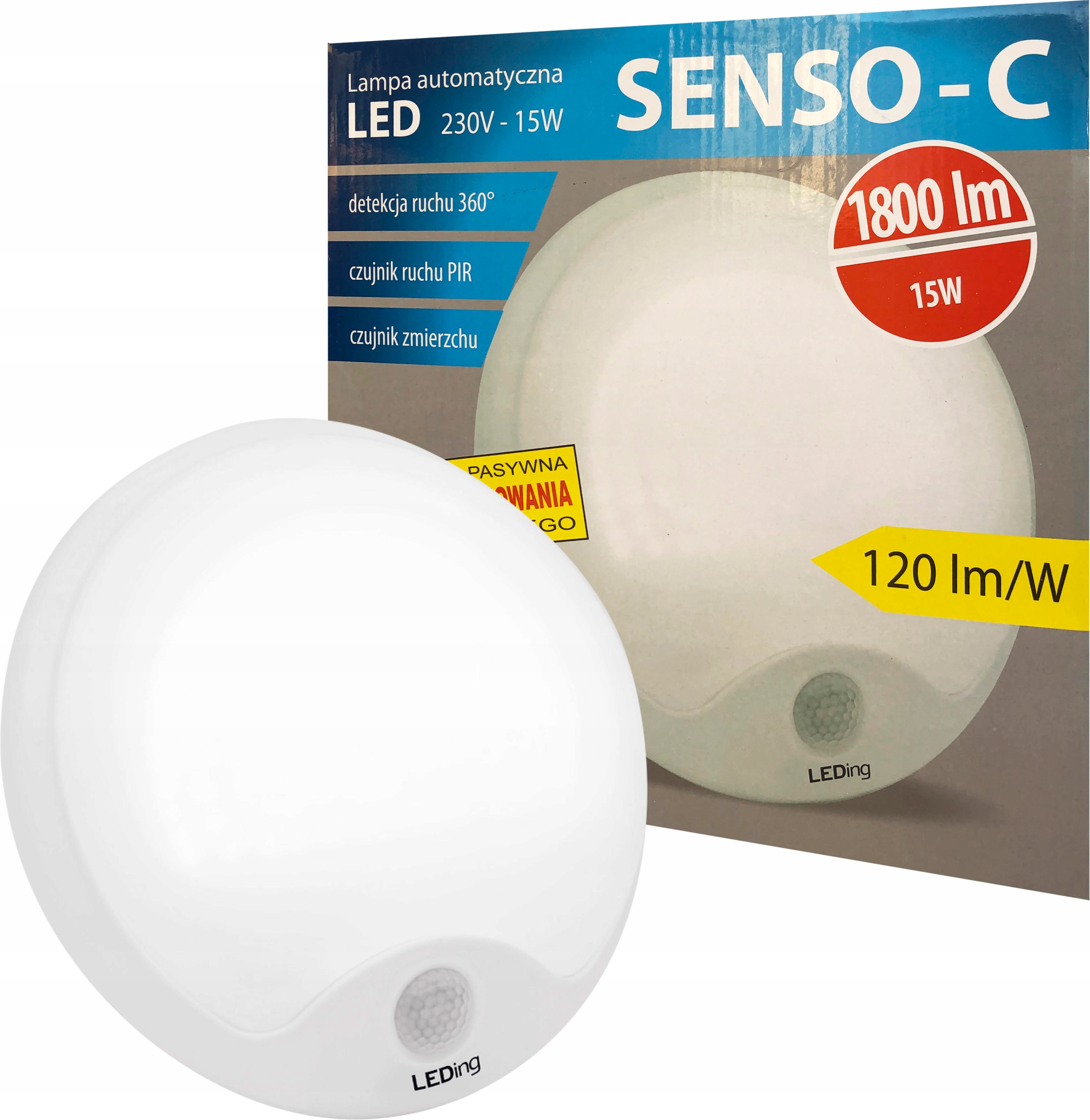 

Lampa Senso Led 15W czujnik zmierzchu Pir 1800lm