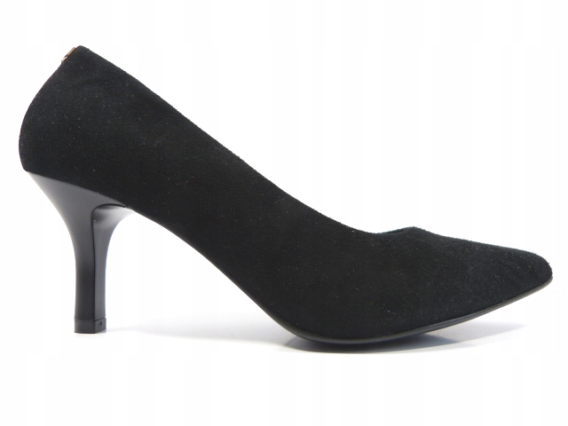 černé semišové kožené lodičky s nízkým podpatkem 6 cm Sala 37