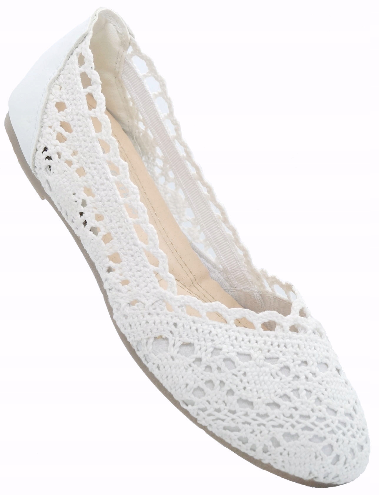 

Baleriny Espadryle Białe Koronkowe Skóra R.38