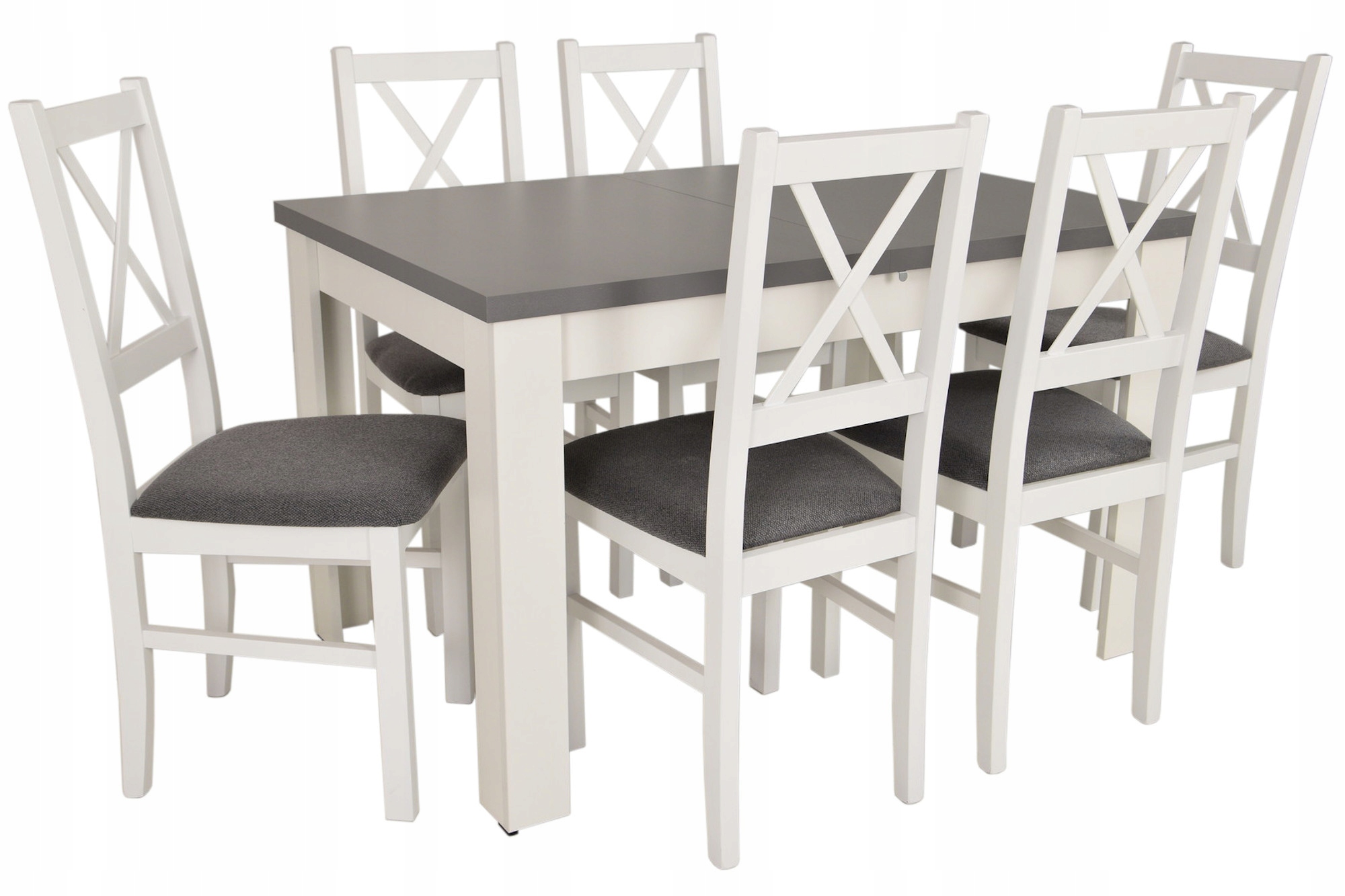 Rozkładany stół kuchenny i 6 krzeseł LITE DREWNO