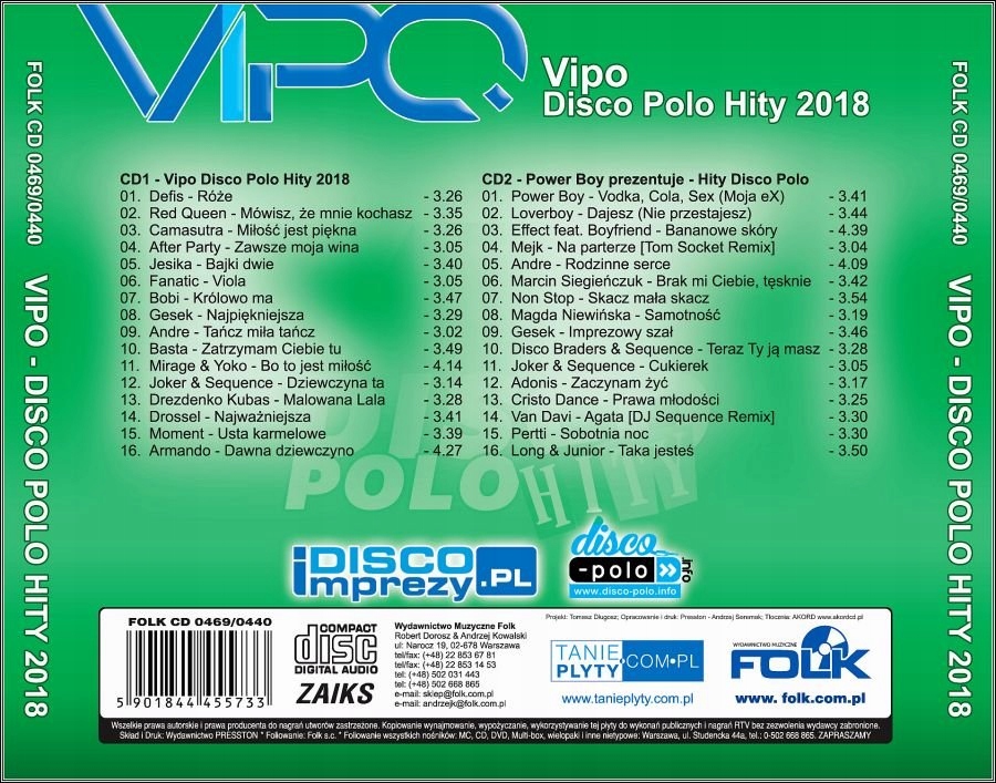 Vipo Disco Polo Hity 2018 2CD GESEK ANDRE JESIKA EAN (GTIN) 5901844455733