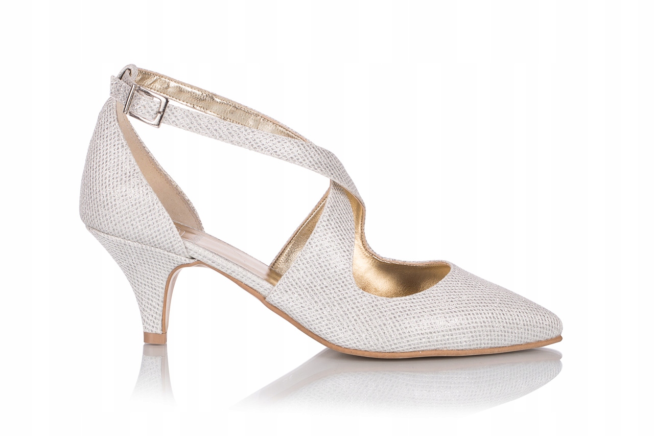 Buty ślubne brokat srebrne ekru niskie Alba 41 Rozmiar 41
