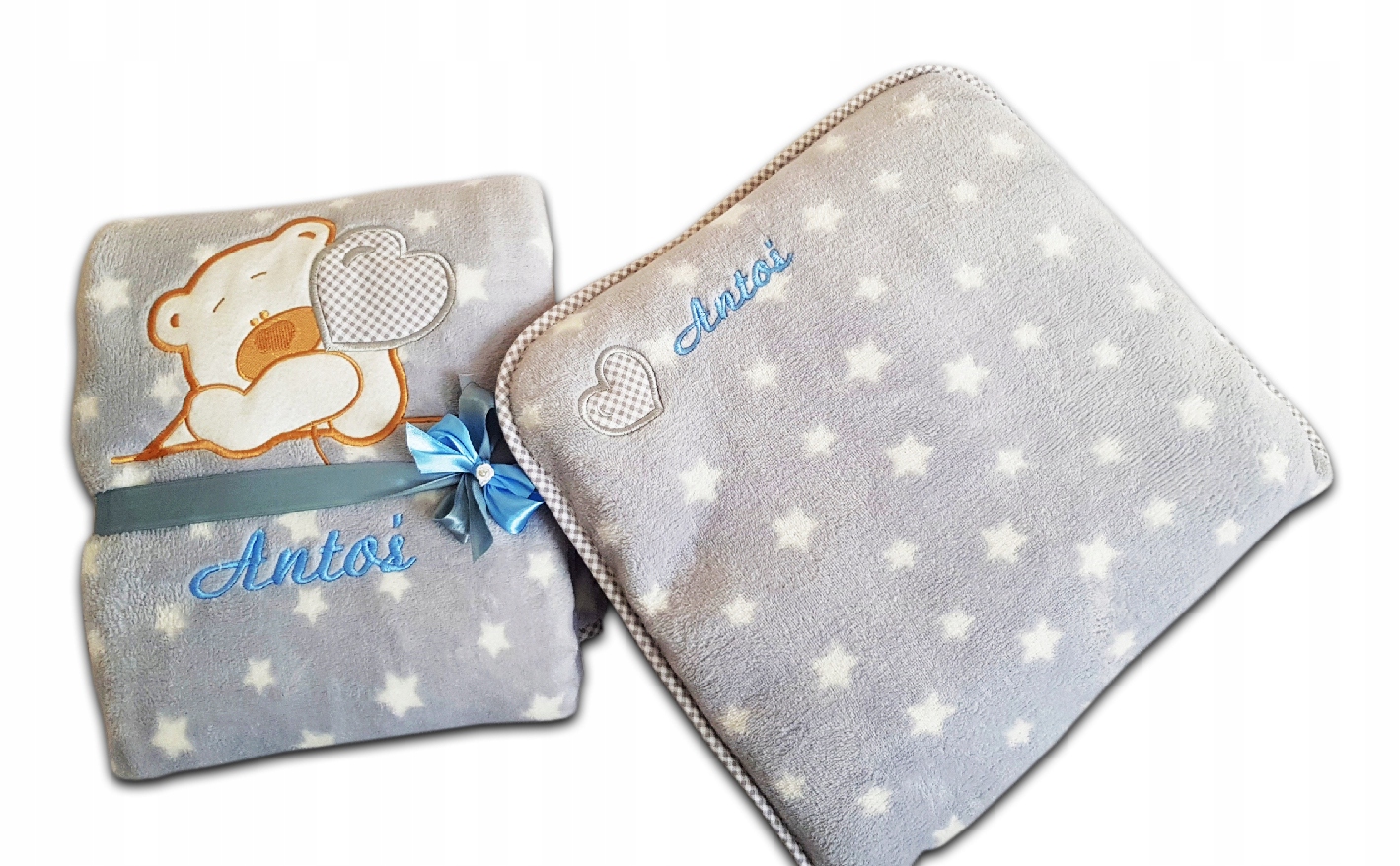 Двусторонний ОДЕЯЛО С ИМЕНЕМ + PODUSIA Вышивка Крещение