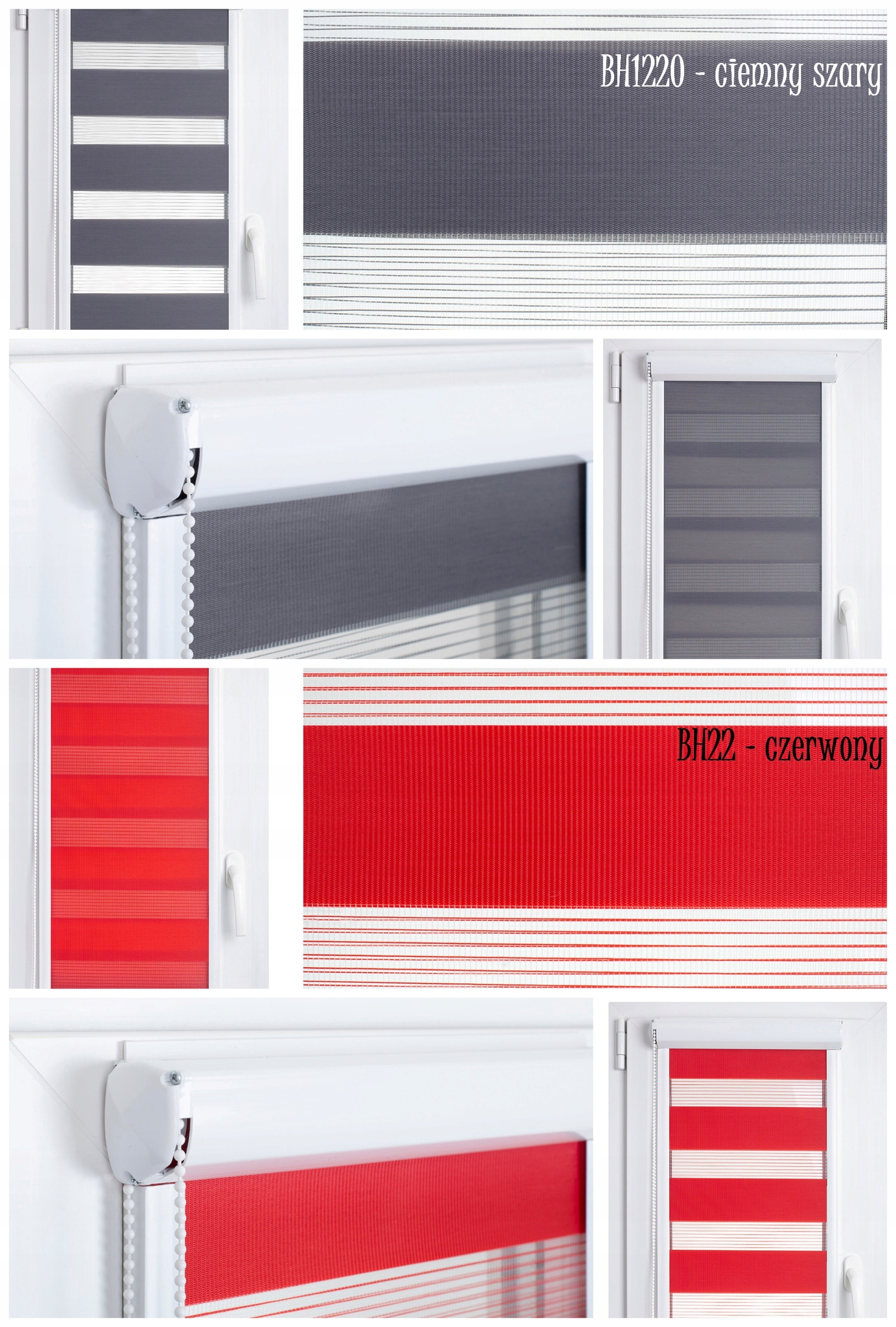 Roleta Gładka Dzień Noc W Kasecie PCV Balkonowa Wzór gładki