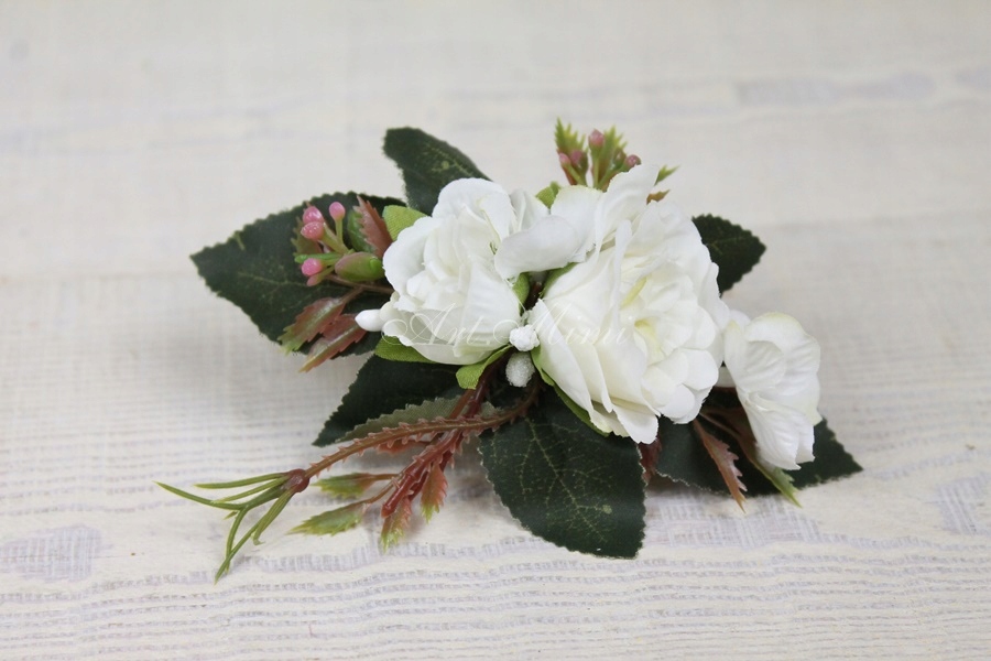 Przypinka do butonierki róża zgaszona BIEL KREM Cechy dodatkowe brak