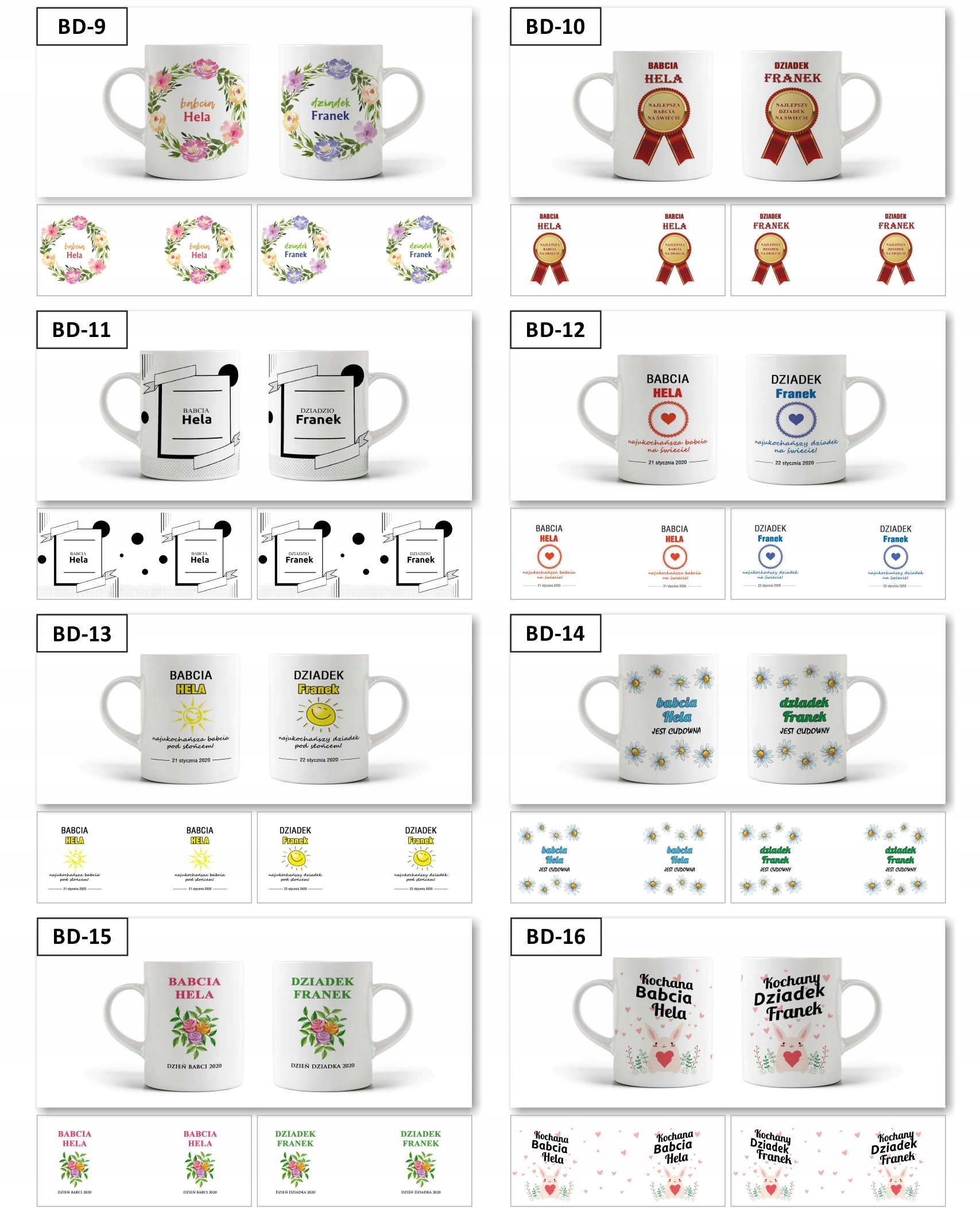 KUBEK Z IMIENIEM DLA BABCI I DZIADKA komplet 2szt Materiał wykonania ceramika