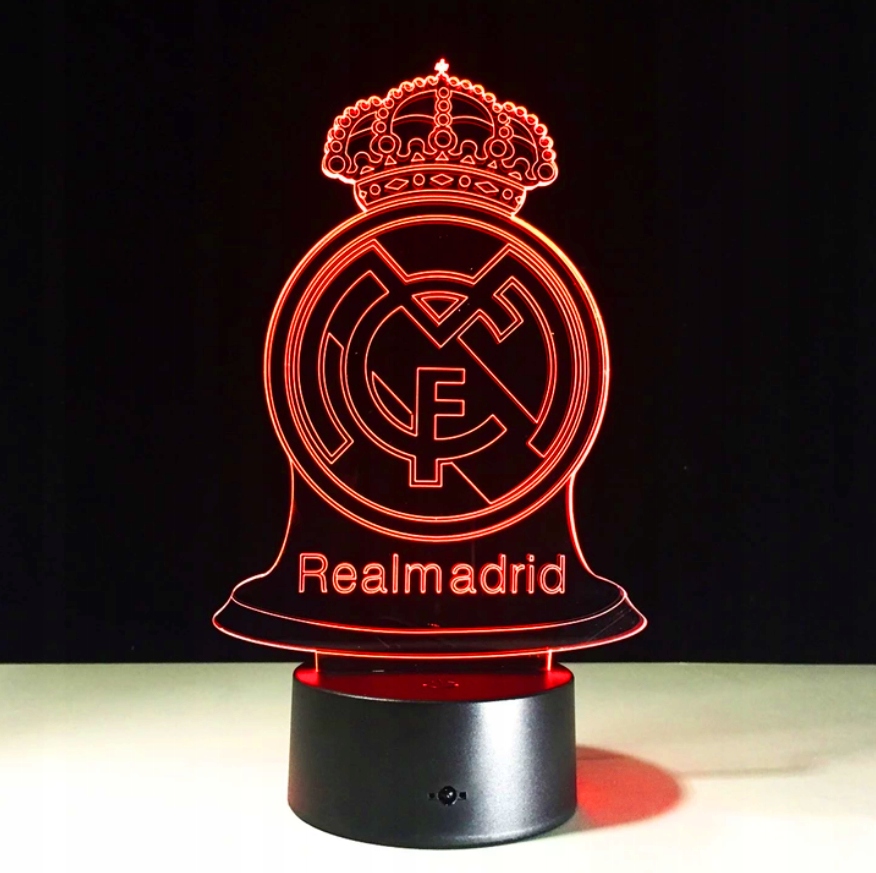 REAL MADRYT LAMPKA NOCNA 3D LED PREZENT + PILOT Kolor mosiądz