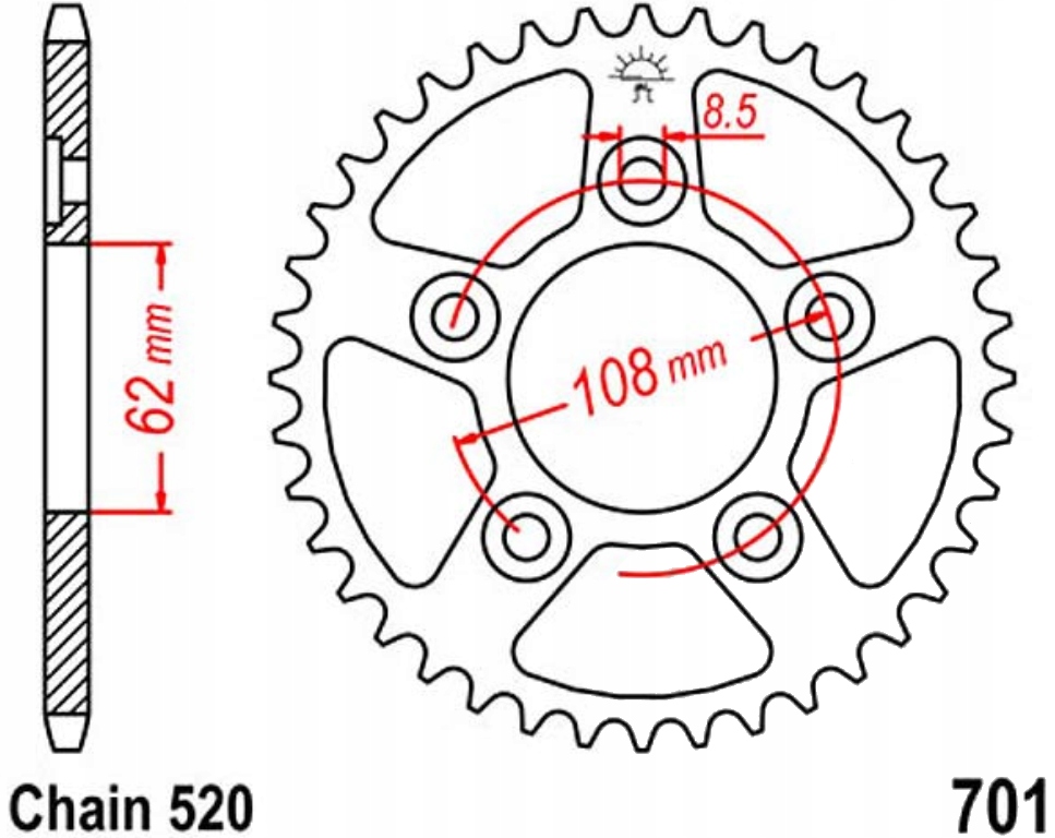 Zadní ozubené kolo JTR701 39-43 Aprilia Tuareg 125 Wind