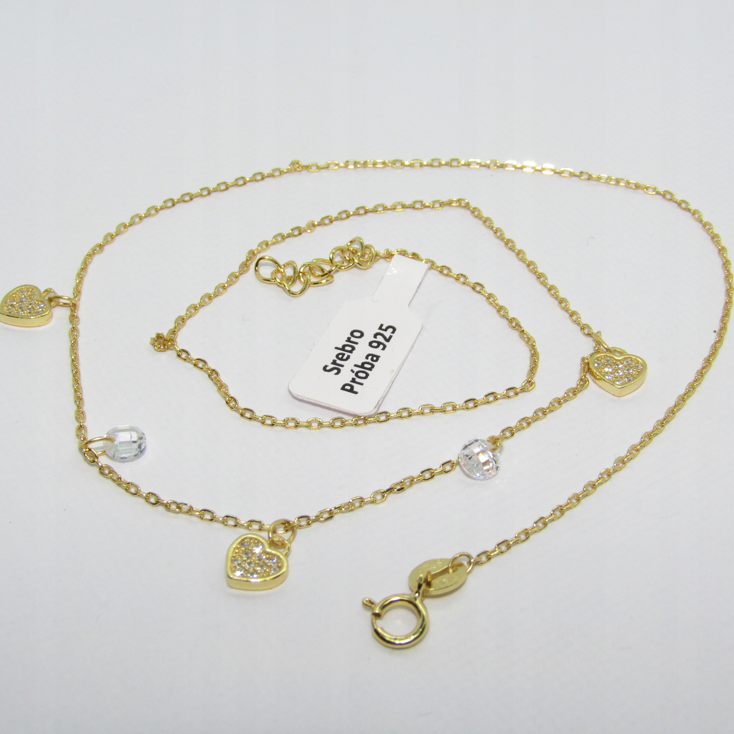 NASZYJNIK SERCE SREBRO 925 POZŁACANE 44 CM Marka Inna marka