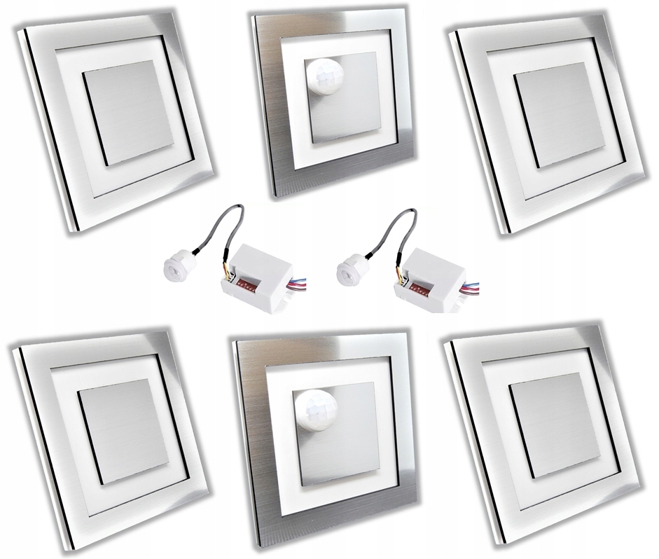 

Zestaw 4x Lampka schodowa Led 230+ 2 czujka ruchu