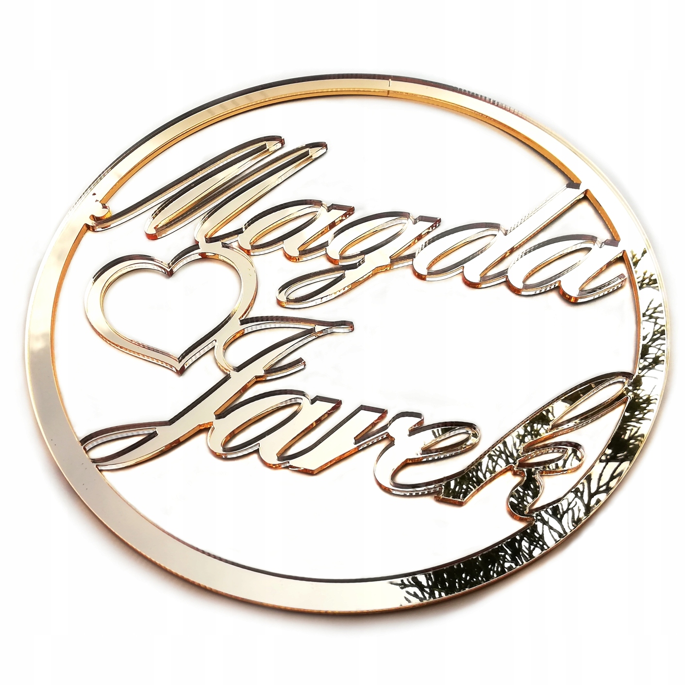 Koło imiona Srebrne Złote lustro Ślub Wesele 50 cm