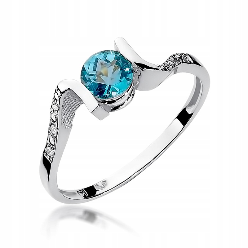 

Pierścionek zaręczynowy Topaz Brylanty Białe Złoto