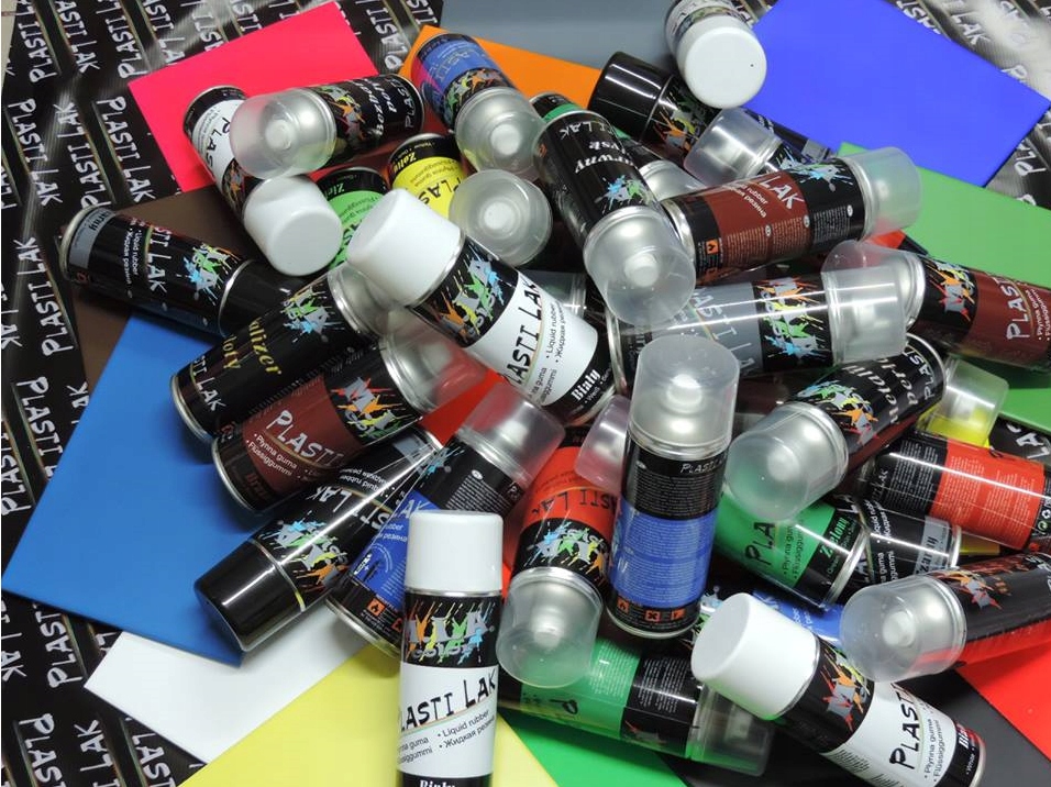 PLASTI LAK 4x SPRAY 400ml PÓŁPOŁYSK POWŁOKA GUMOWA Producent Plasti Lak