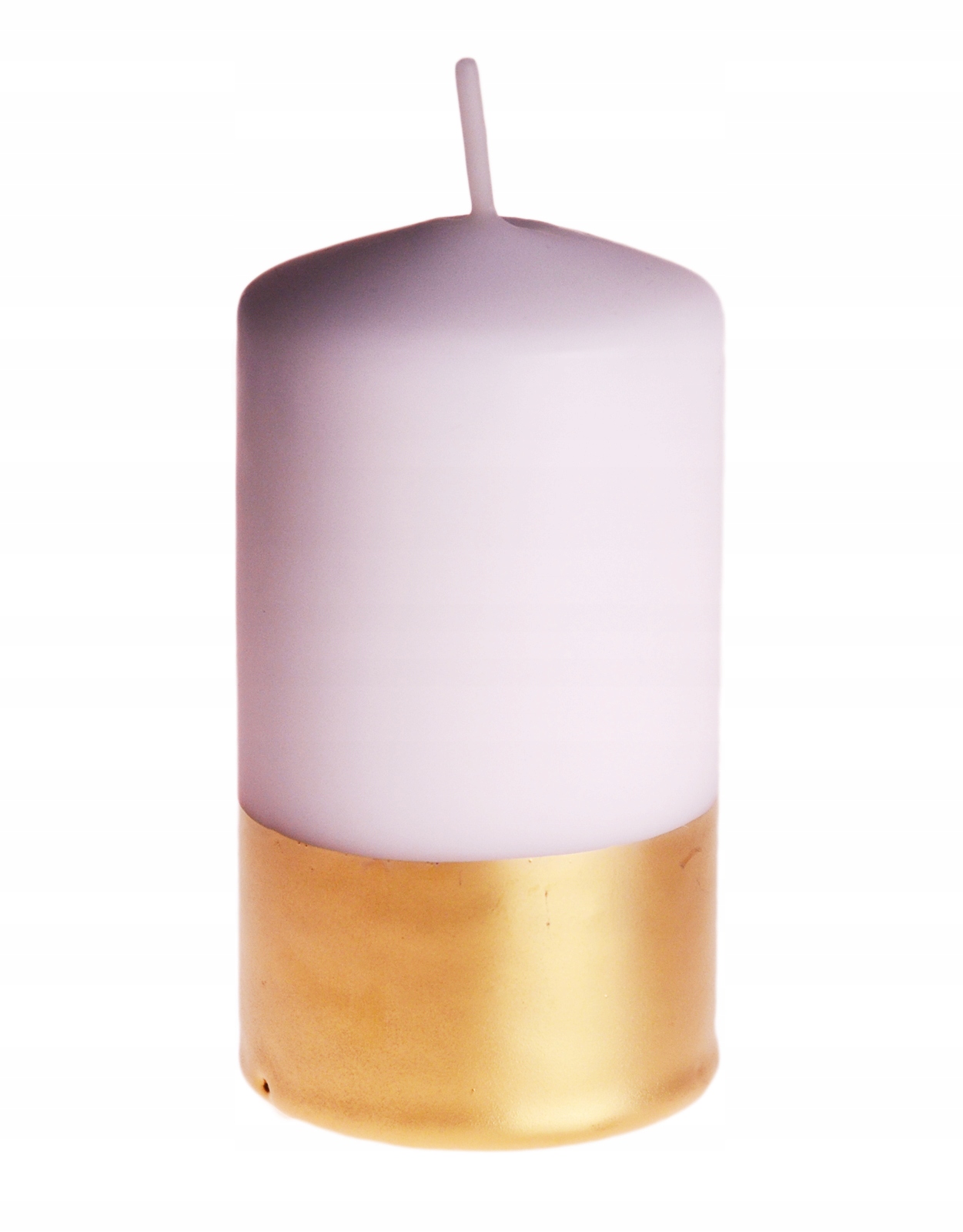 ŚWIECA WALEC 6,5 X 12 cm ZŁOTO-BIAŁA ŚWIECZKA