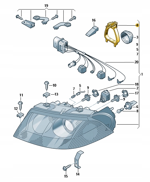 OSŁONA ZAŚLEPKA REFLEKTORA VW Passat B5 FL Producent części Volkswagen OE