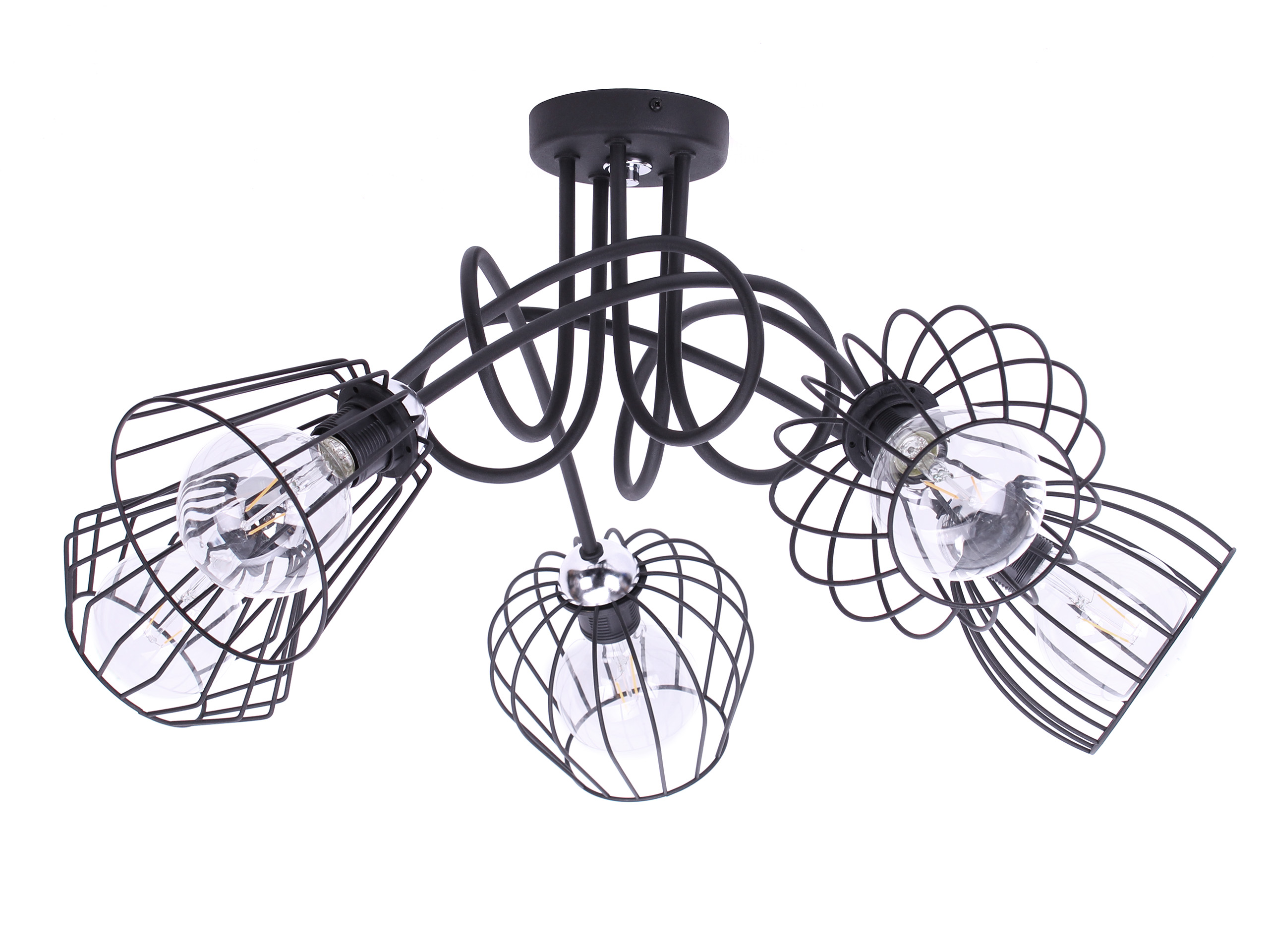Závěsné Stropní Svítidlo Diamantový Lustr Loft Edison Retro Chrom 5 Zdrojů