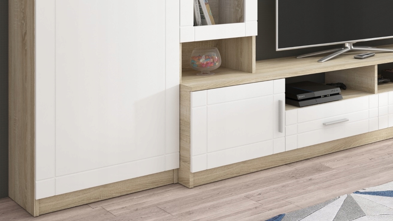 Meblościanka duża Paris dąb sonoma biała 3,40m Marka inna