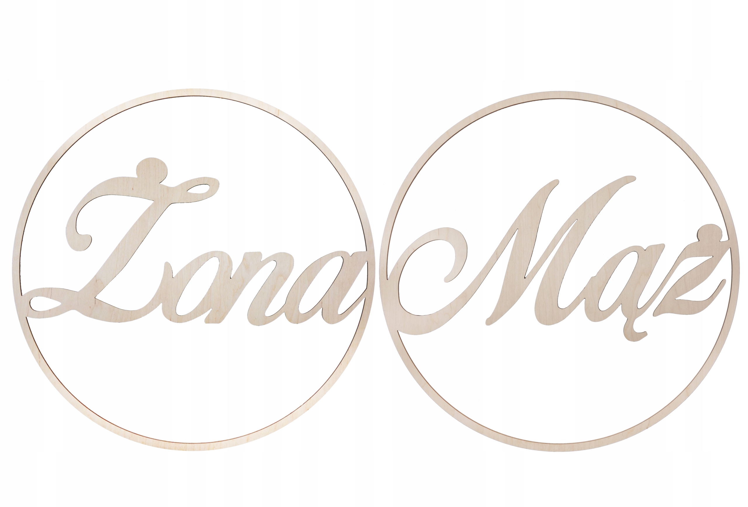 Koła na ślub Mąż Żona wesele napisy ozdobne 100 cm