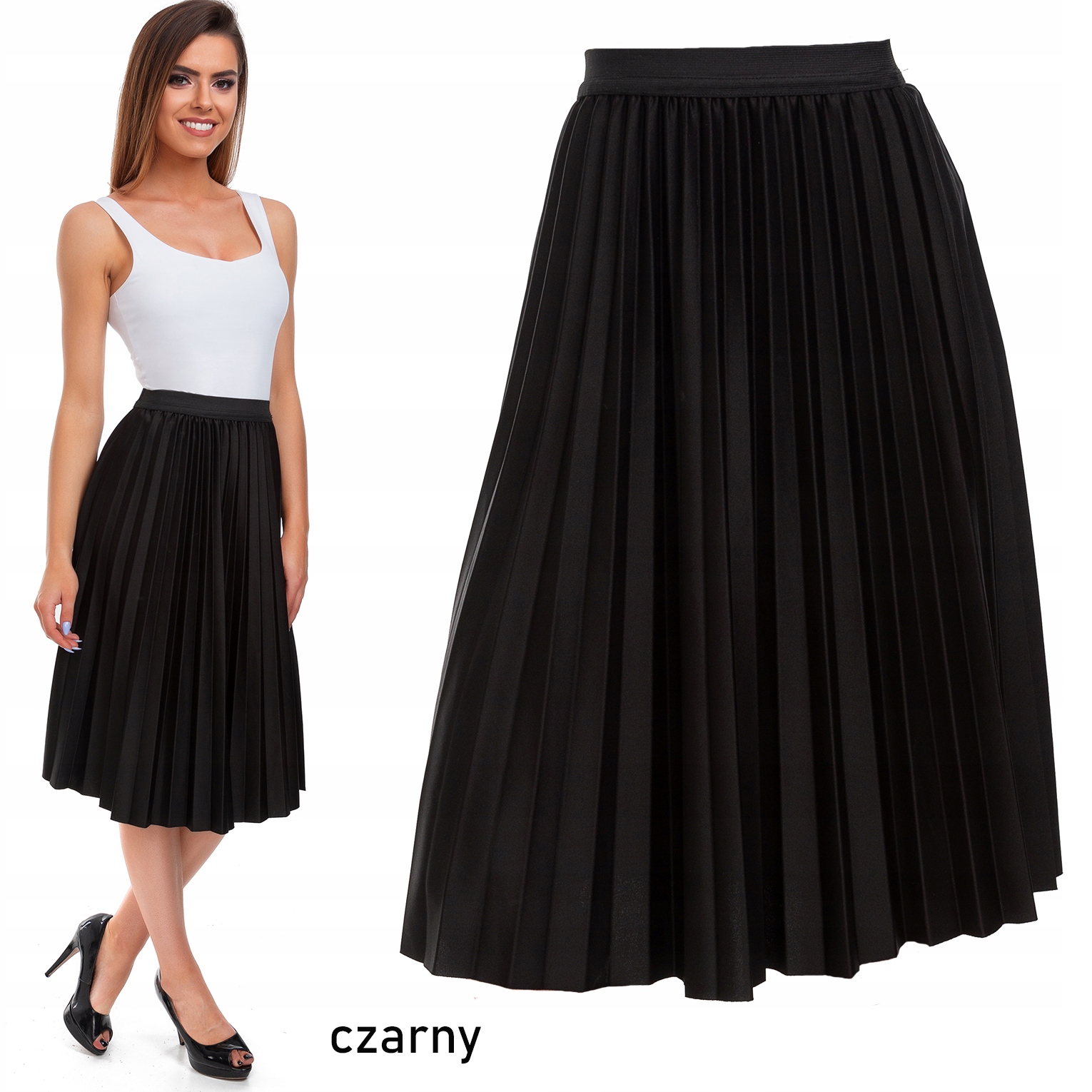 111__SPÓDNICA PLISOWANA MIDI NA GUMCE KOLORY Kolor beżowy