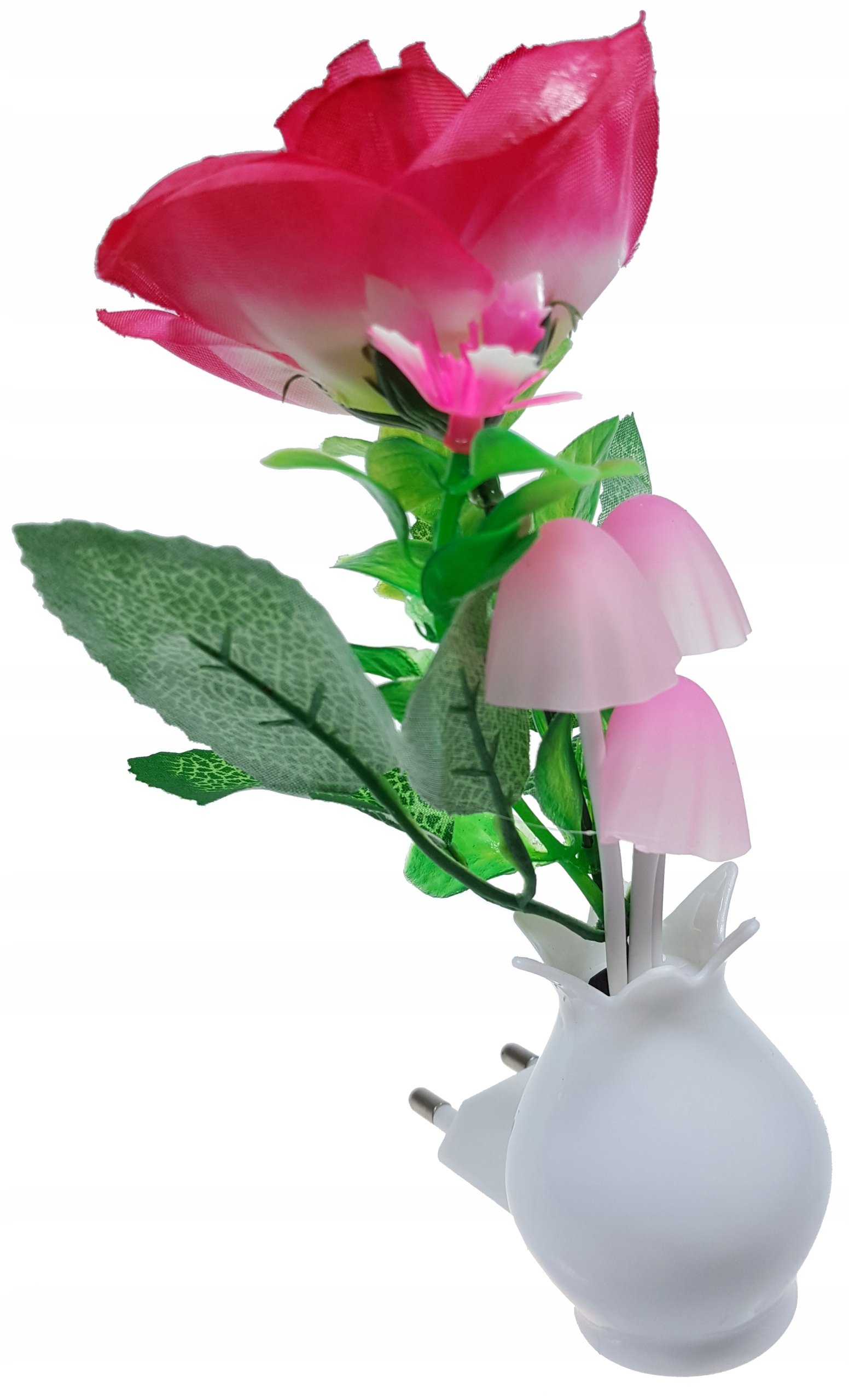 LAMPKA LED GRZYBKI CZERWONA RÓŻA czujnik zmierzchu