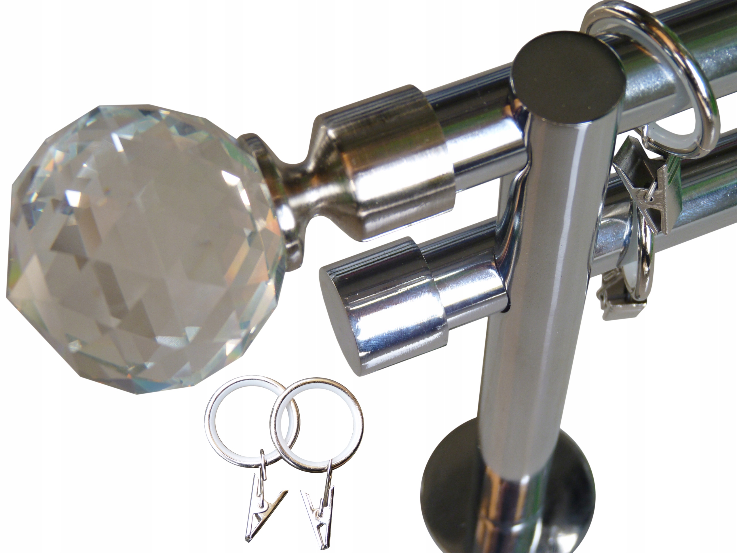 KARNISZ KRYSZTAŁ+CICHE KÓŁKA 25/19MM PODWÓJNY 360