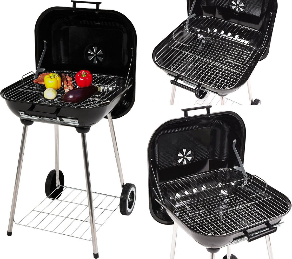 

Gril Grill Ogrodowy Z Pokrywą Kołami Bbq 40X45CM