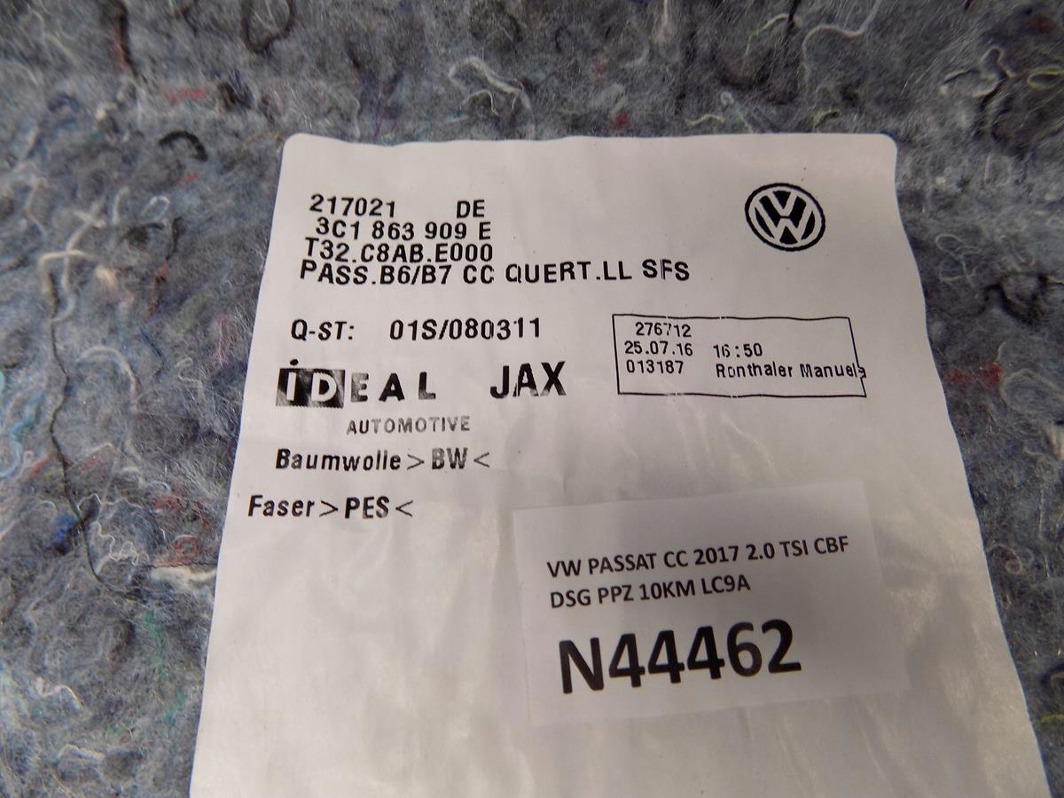VW PASSAT CC soundproofing under the window 3C1863909E