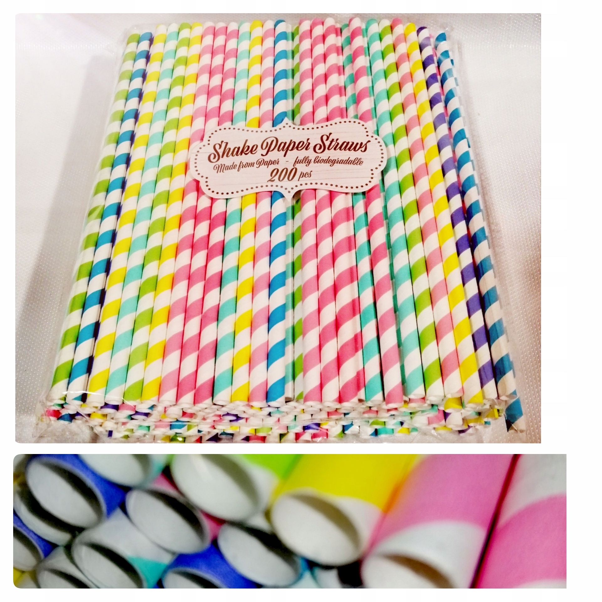 Słomki do picia, rurki do napoi PAPIEROWE 20 SZT