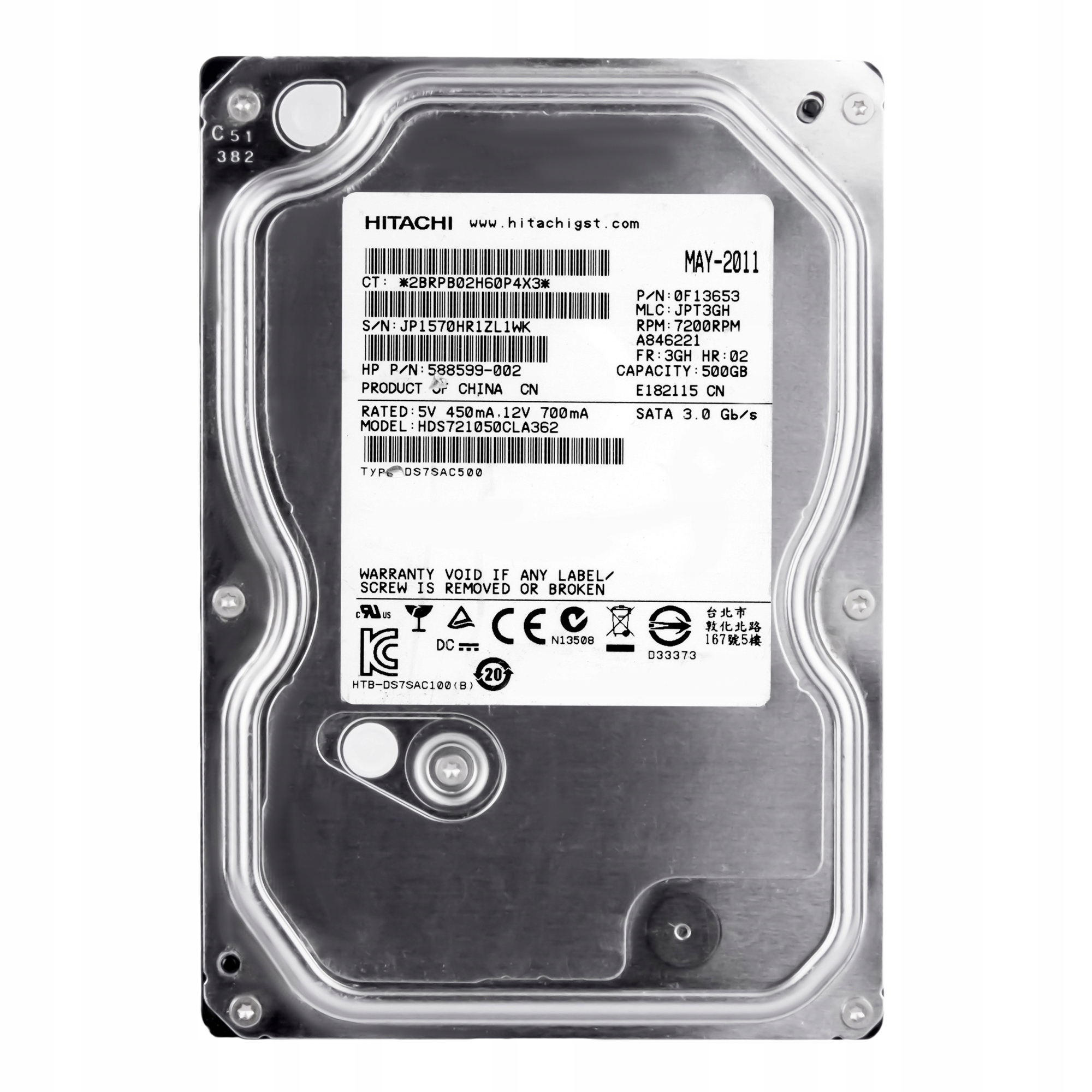 500GB 7.2k 16MB Sataii 3.5 HDS721050CLA362