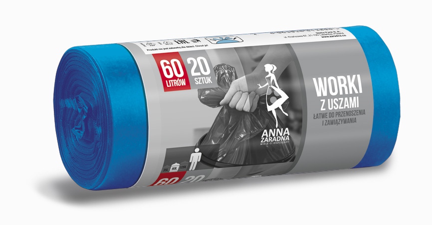 

Worki na śmieci z Uszami Ldpe 60L 20szt Niebiesk