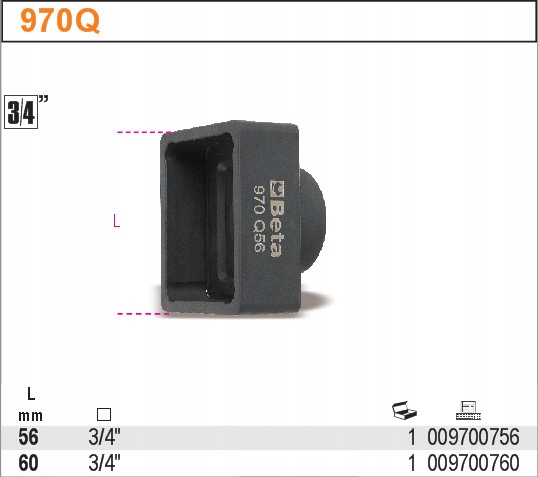 NAS UDAR DO NAKR PROSTOKĄTNYCH 56MM BETA 970Q/56 Marka Beta