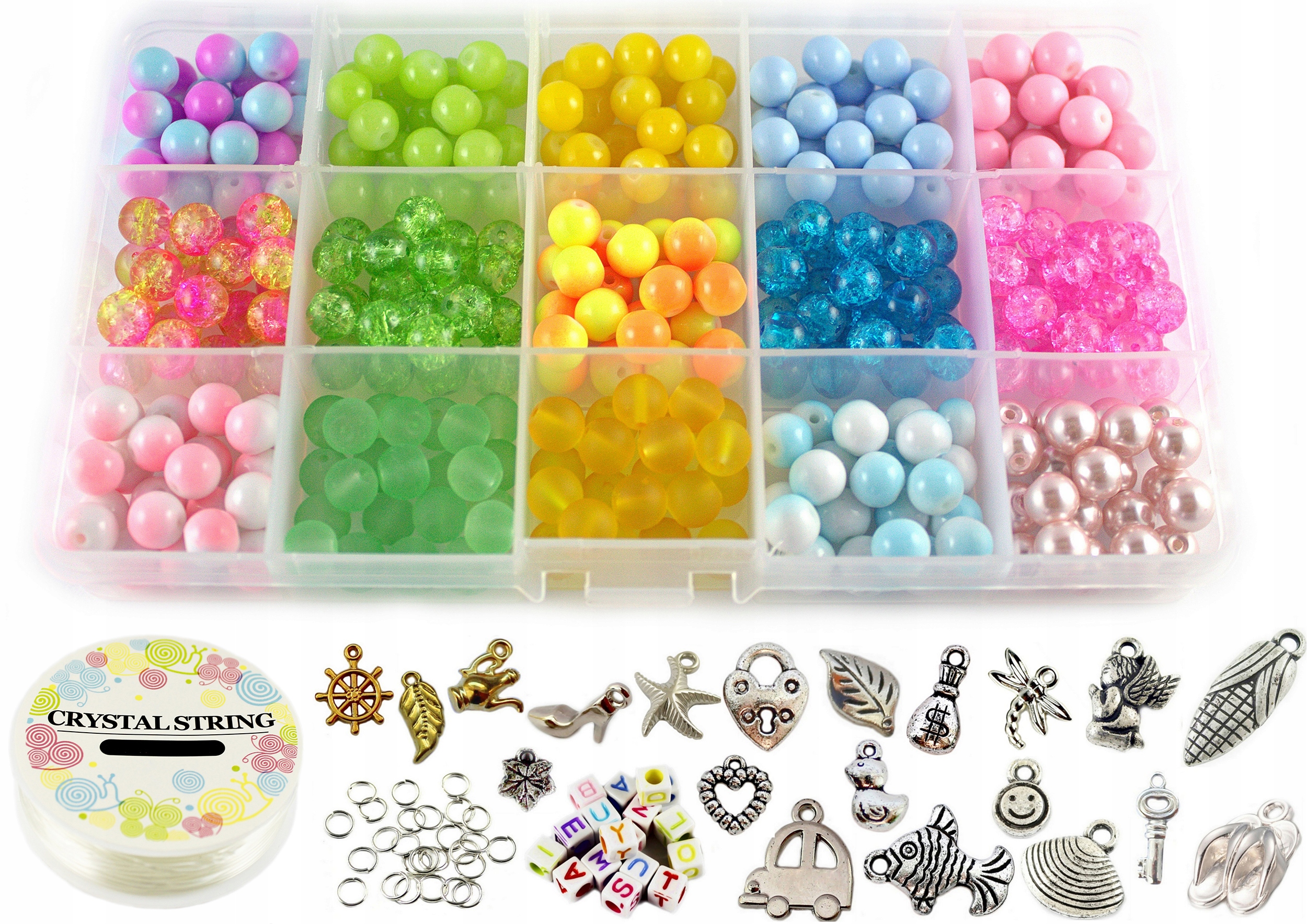 ZESTAW KORALIKI SZKLANE DO BRANSOLETEK 360 PREZENT